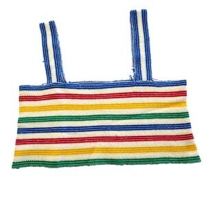 S & M Fringing Rainbow Stripe Knit Tube Top RN 46668 Vintage 70s 80s Retro Small